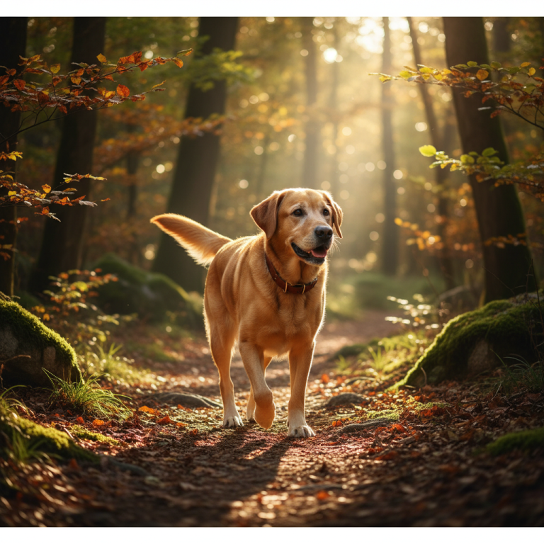 Chien actif en forêt